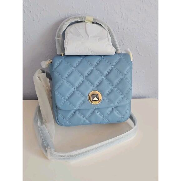 NEW Kate Spade Natalia Square Quilted Leather Medium Crossbody - Blue NWT - Picture 2 of 5